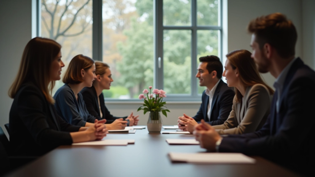 Team leden in constructief gesprek rond tafel